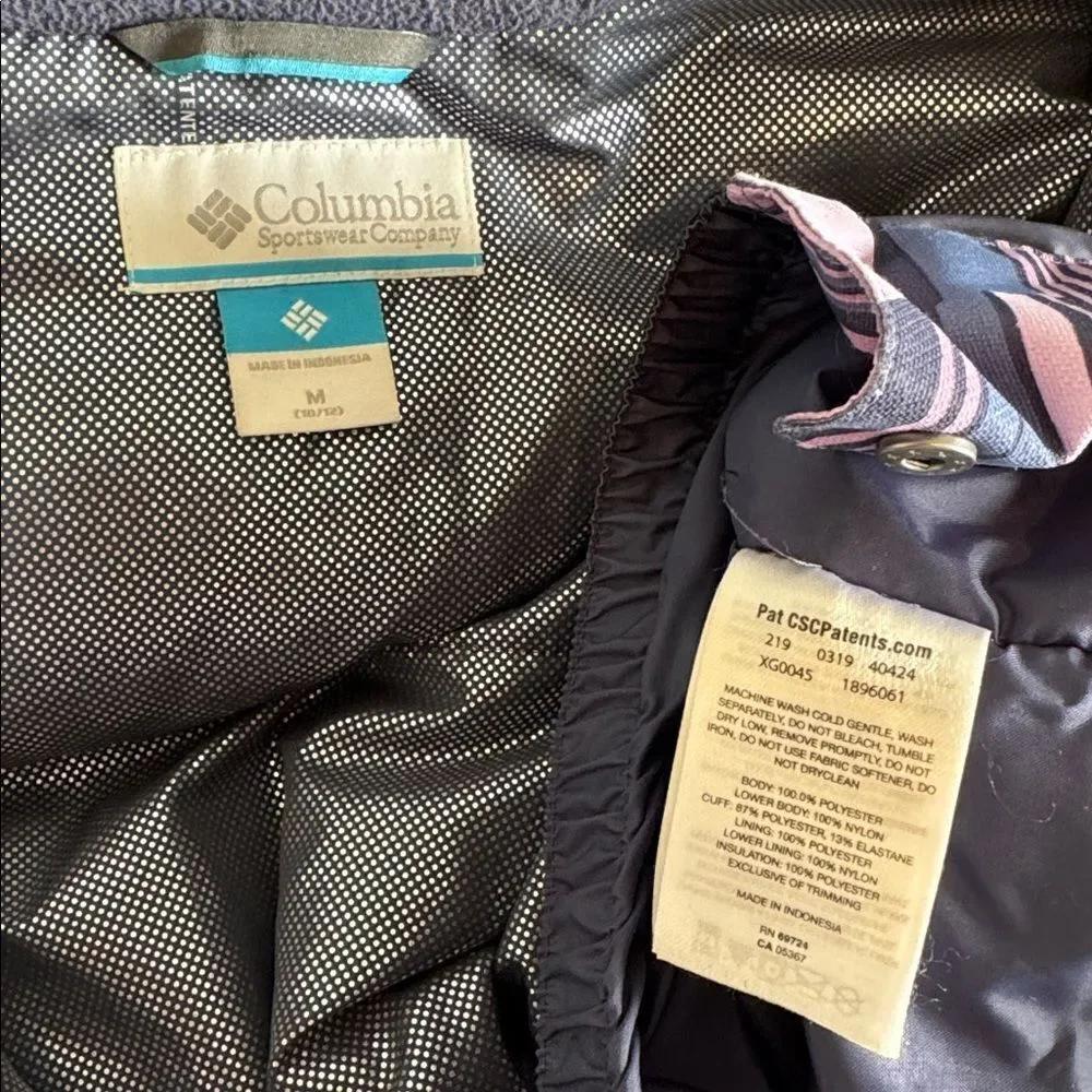 Columbia Blue Purple Patterned Omni-Heat Ski Outdoors Winter Jacket Size M 10/12